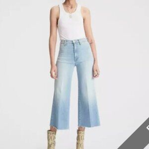 MOTHER Denim The Swooner Roller Crop Fray Wide Leg Jeans 29